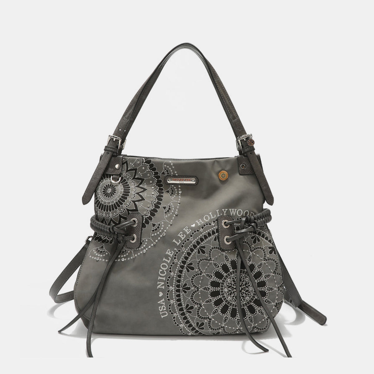 Side Braided Tassel Inlaid Rhinestone Embroidery Hobo Bag - Danielle and Jason Baker LLC - Danielle Baker's Boutique