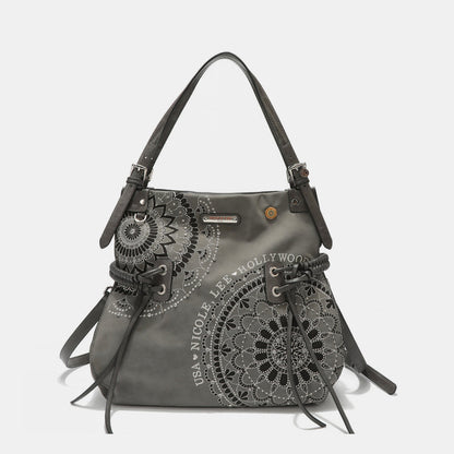 Side Braided Tassel Inlaid Rhinestone Embroidery Hobo Bag - Danielle and Jason Baker LLC - Danielle Baker's Boutique