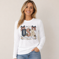 USA Sweet Land of Liberty Patriotic Shirt | Western Americana Oversized Long Sleeve Tee