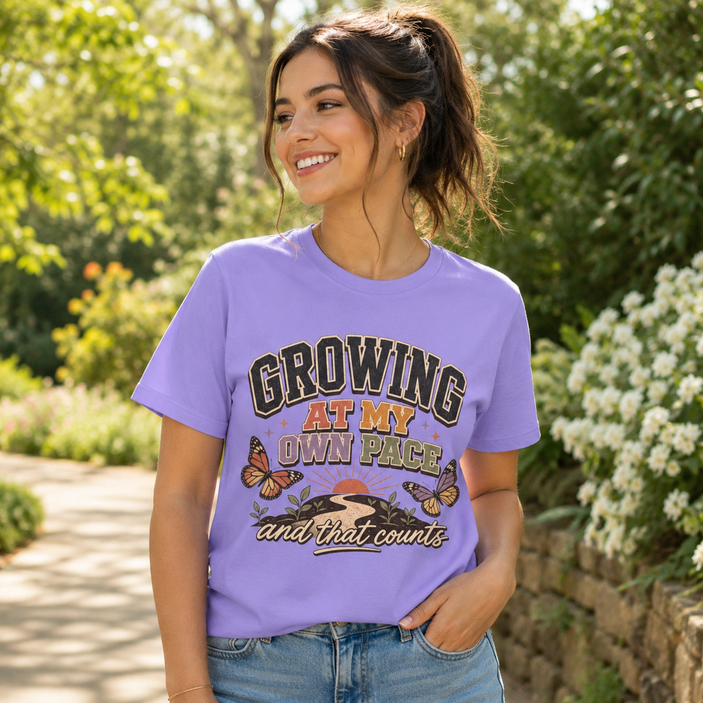 Motivational Shirt, Growing At My Own Pace Tee, Butterfly Self Growth Teacher Graphic