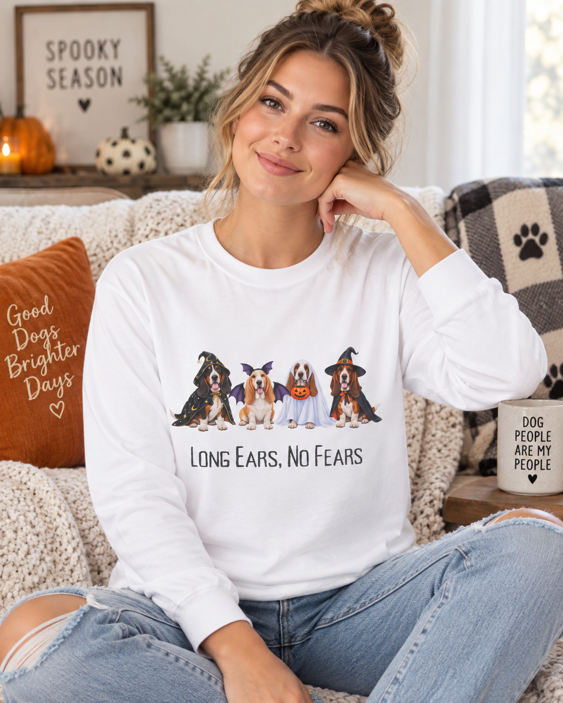 Basset Hound Halloween Shirt, Long Ears No Fears Tee, Floppy Dog Fall Graphic