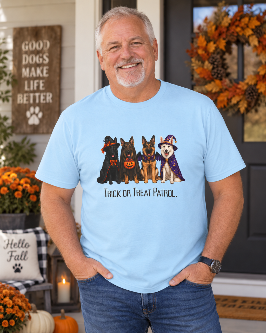 Halloween Dog Shirt, Trick Treat Patrol Tee, Rescue Pet Parent Fall Graphic