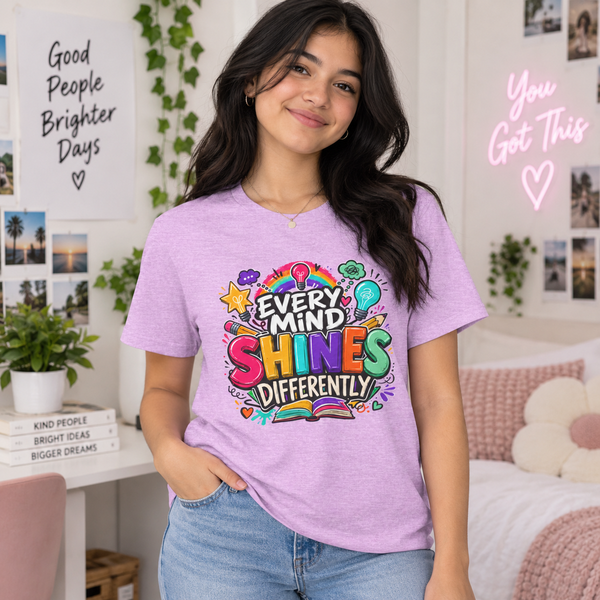 Autism Acceptance Shirt, Every Mind Shines Differently Tee, Neurodiversity Teacher Gift