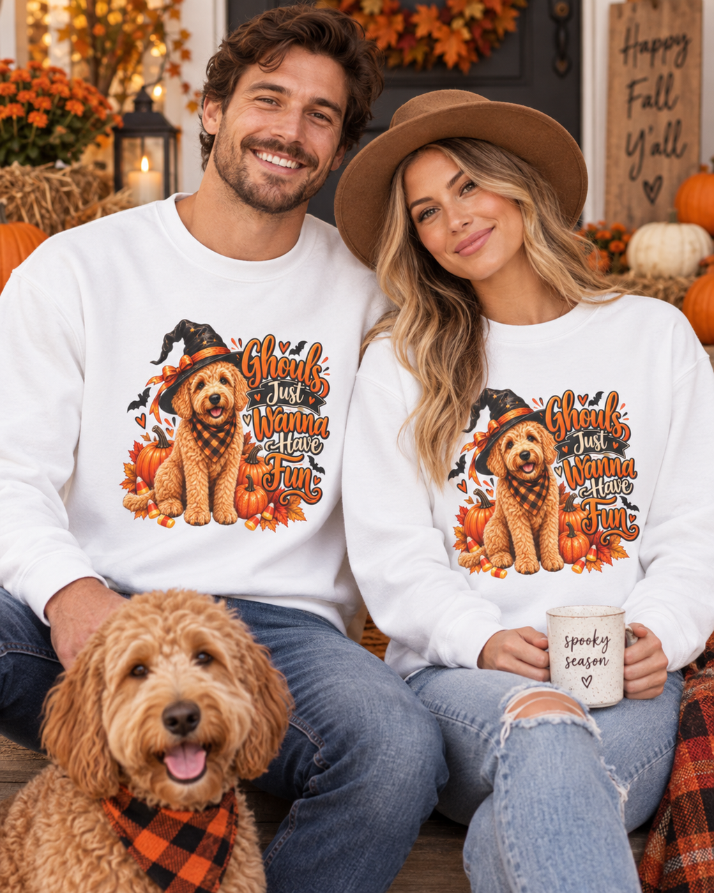 Halloween Dog Sweatshirt, Ghouls Just Wanna Have Fun, Doodle Pet Lover Pullover