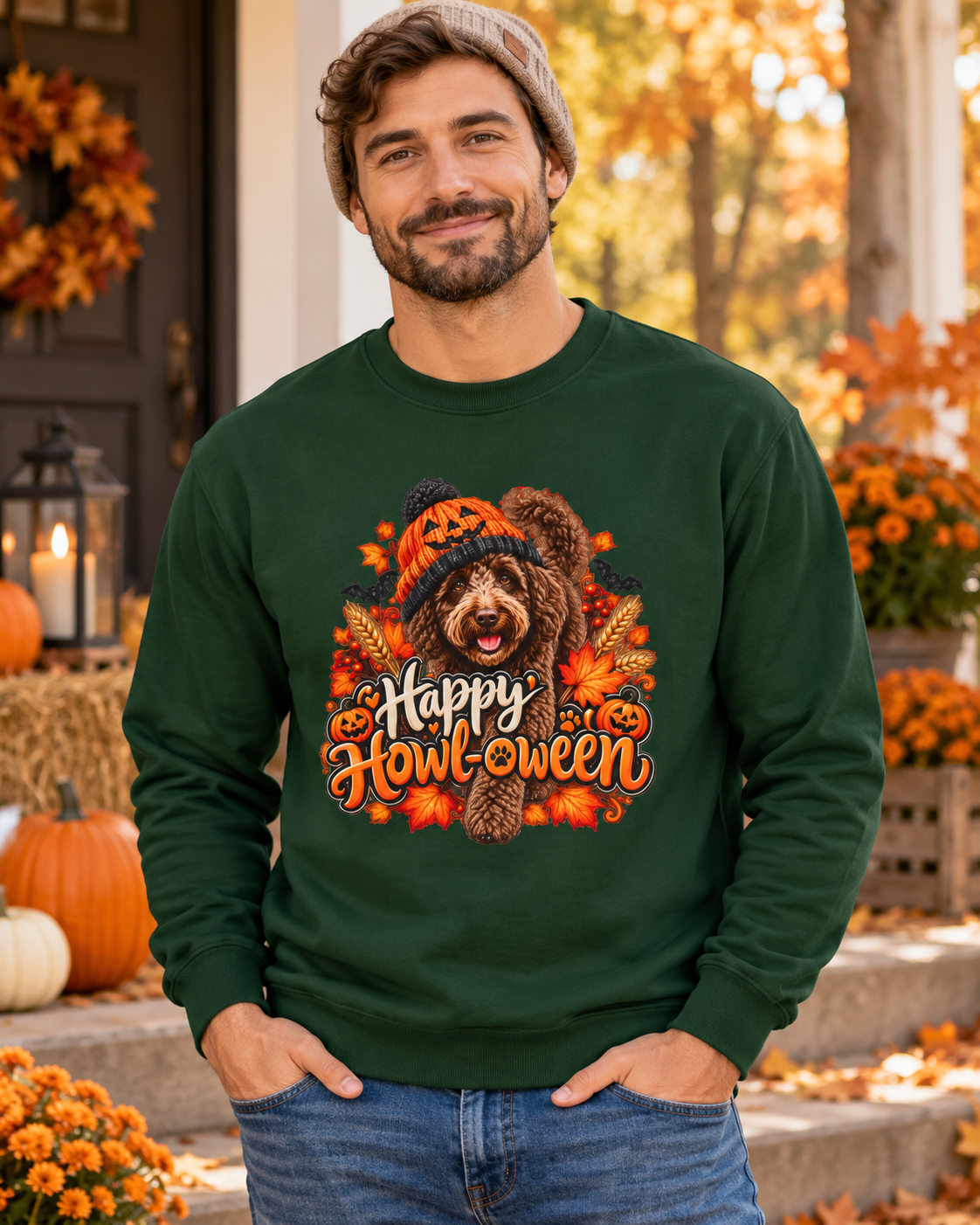 Halloween Dog Long Sleeve Shirt, Happy Howl-oween Doodle, Vet Rescue Gift