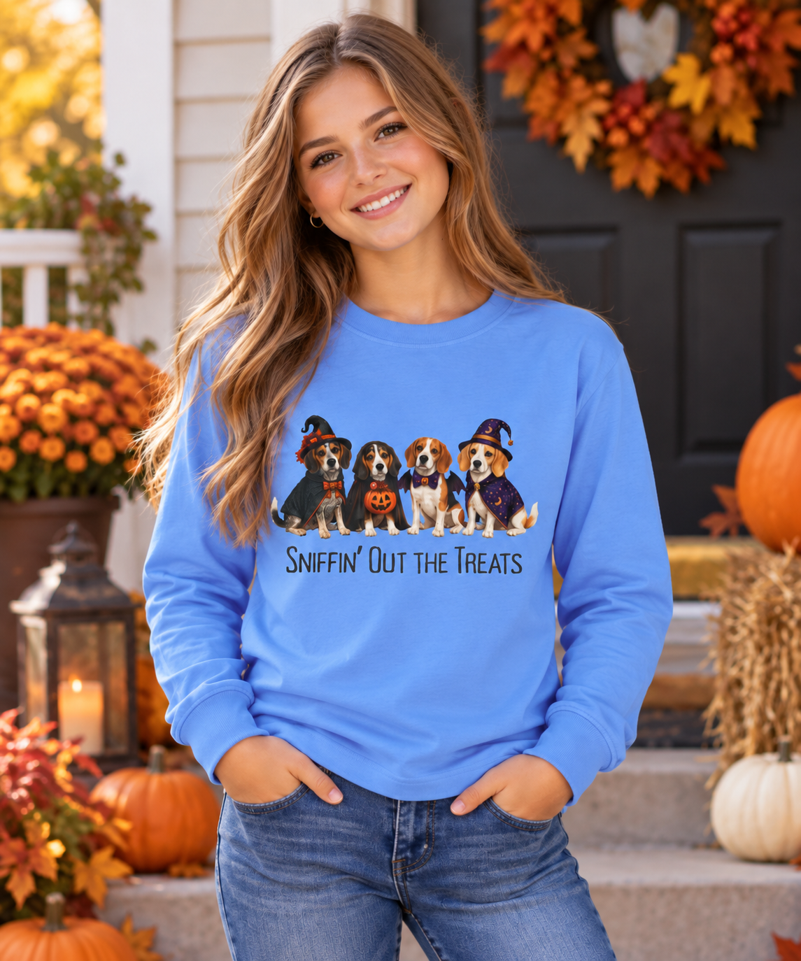 Halloween Dog Long Sleeve Shirt, Sniffin Treats Doodle Vet Rescue Gift