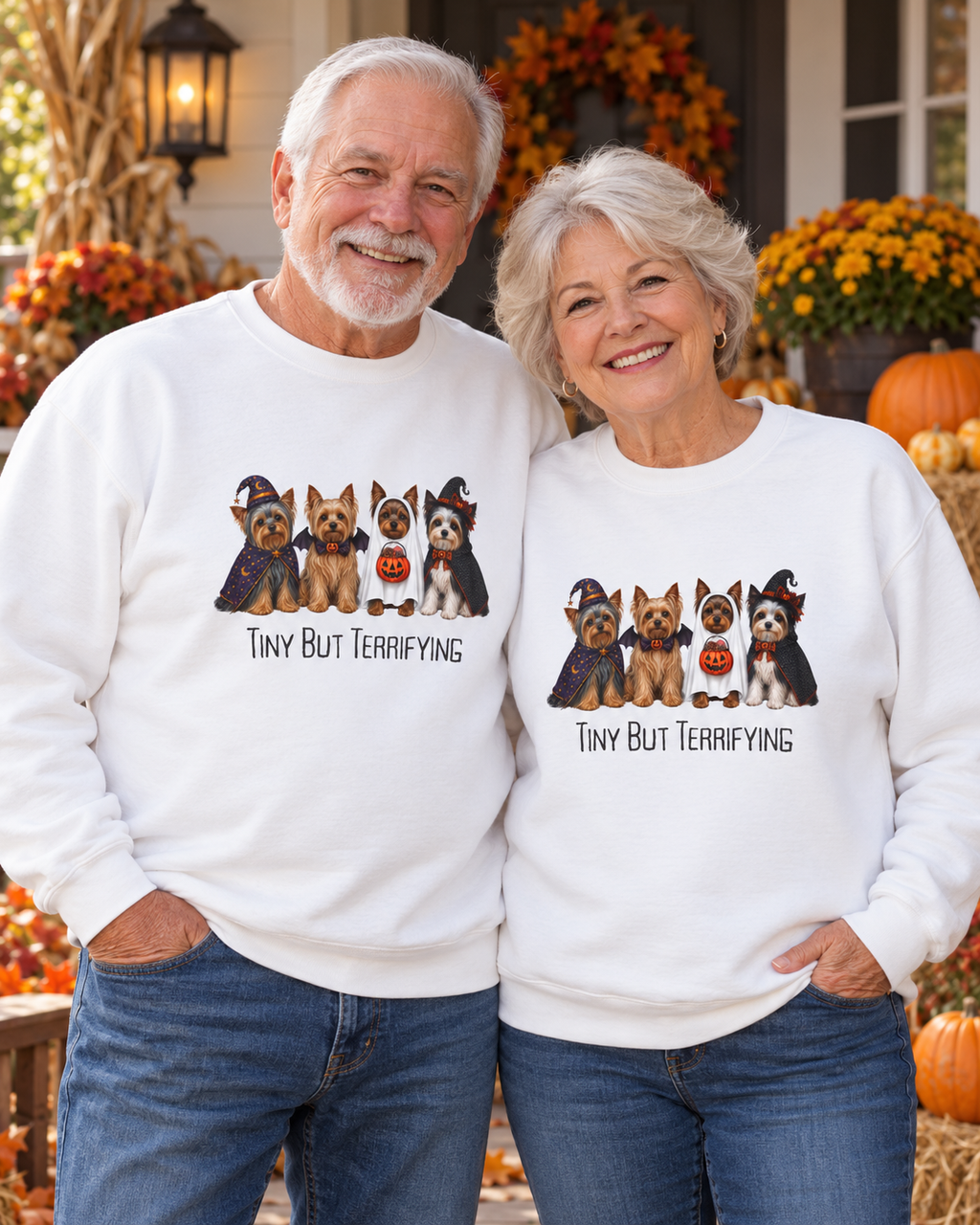 Yorkie Halloween Sweatshirt, Tiny But Terrifying Yorkshire Terrier Fall Dog Lover Gift