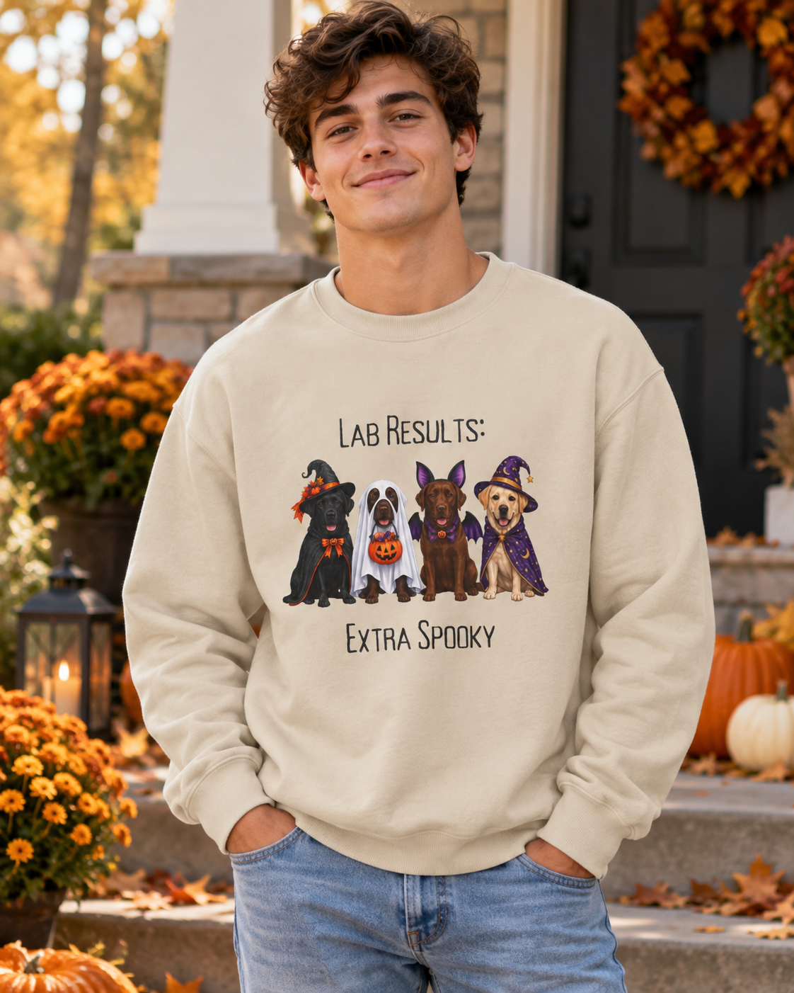 Labrador Halloween Sweatshirt, Lab Results Extra Spooky Dog Lover Fall Pullover Gift