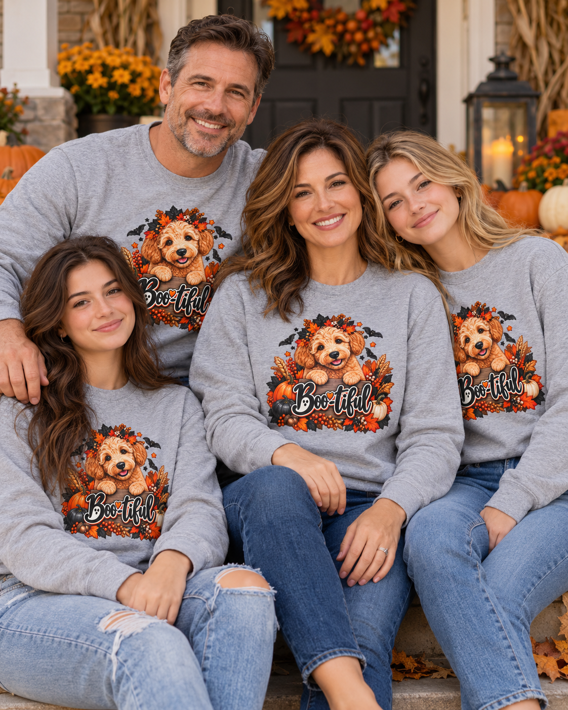 Halloween Doodle Long Sleeve Shirt, Boo-tiful Goldendoodle Fall Dog Lover Gift