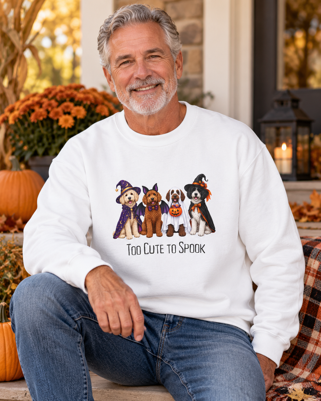 Halloween Dog Sweatshirt, Too Cute To Spook Puppy Fall Pullover Gift