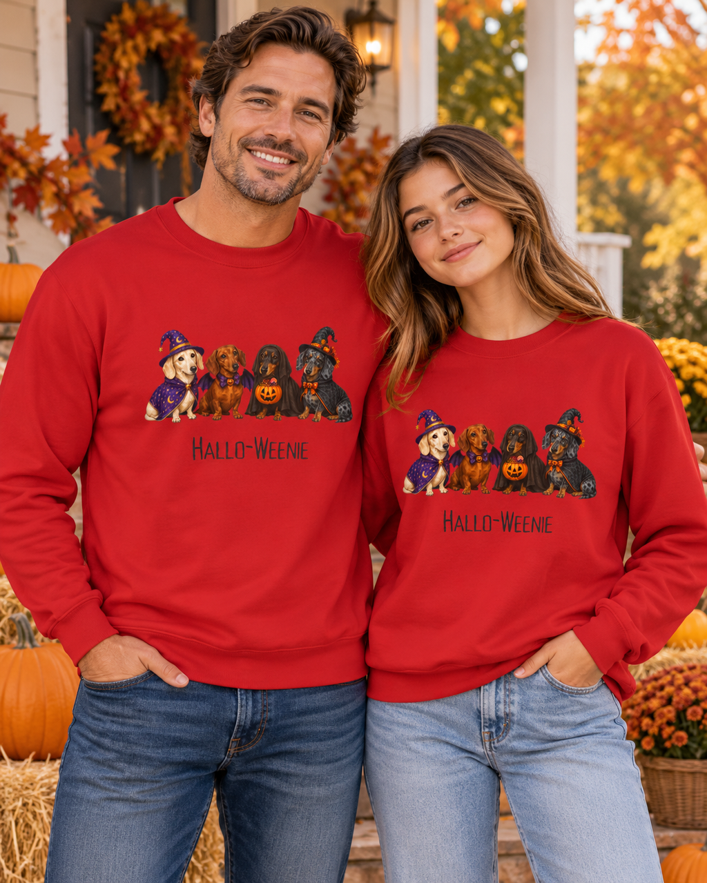 Dachshund Halloween Sweatshirt, Hallow-Weenie Wiener Dog Fall Pullover Gift
