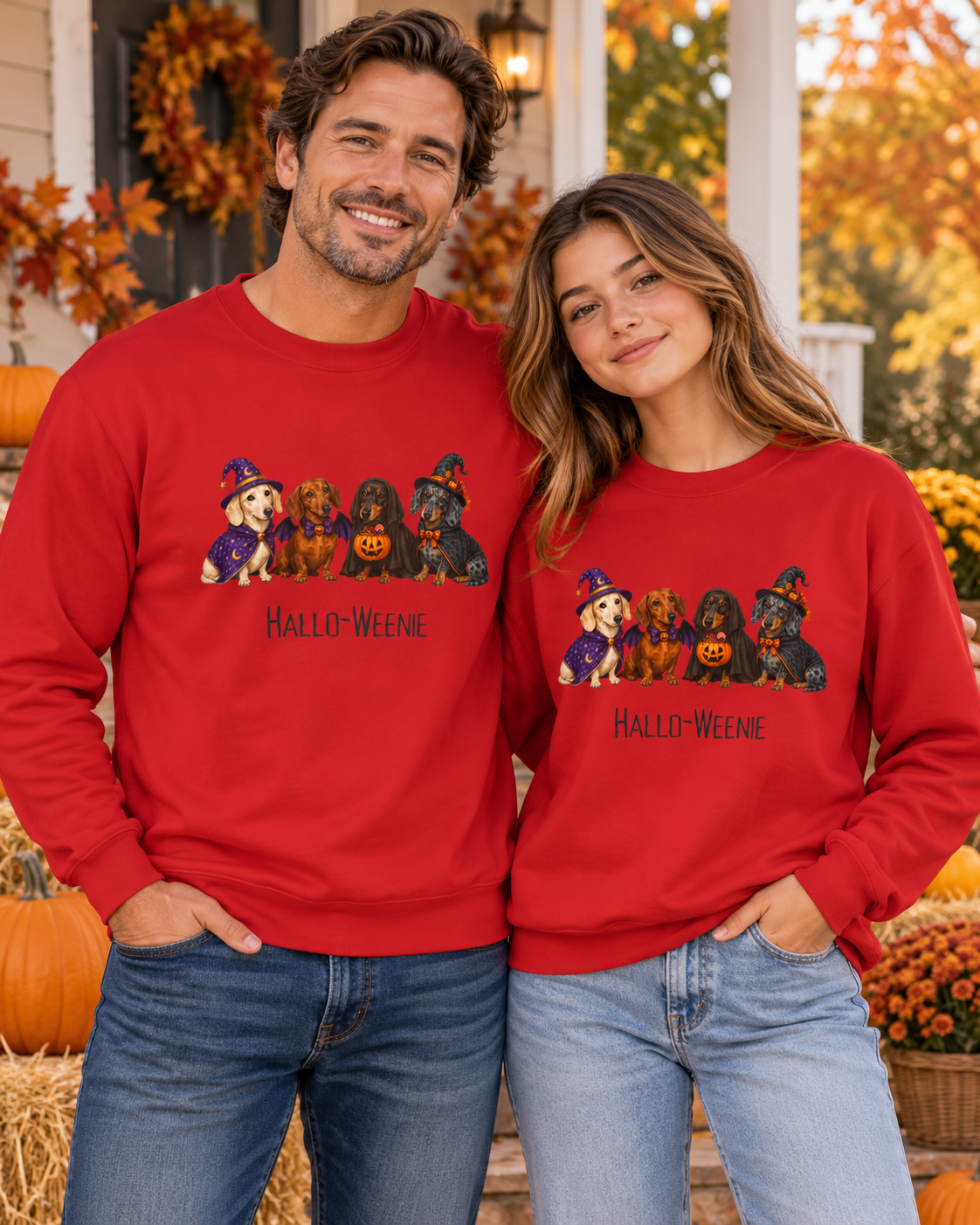Dachshund Halloween Sweatshirt, Hallow-Weenie Wiener Dog Fall Pullover Gift