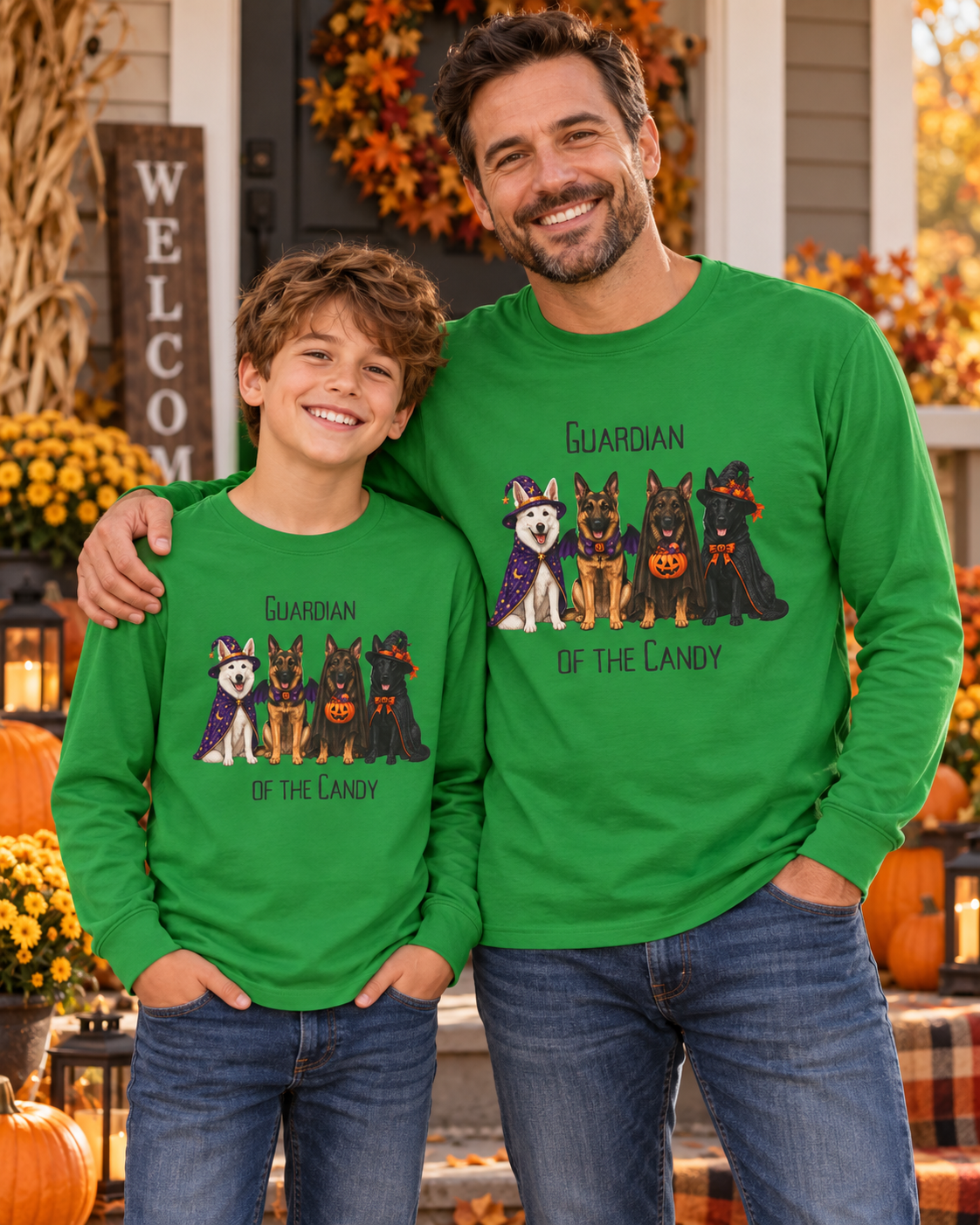Halloween Dog Long Sleeve Shirt, Guardian Of The Candy Family Matching Fall Gift