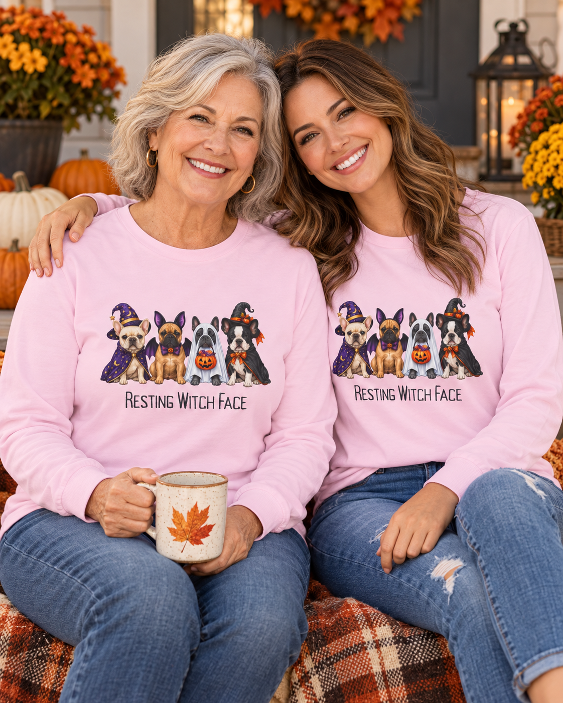 French Bulldog Halloween Long Sleeve Shirt, Resting Witch Face Dog Lover Fall Gift