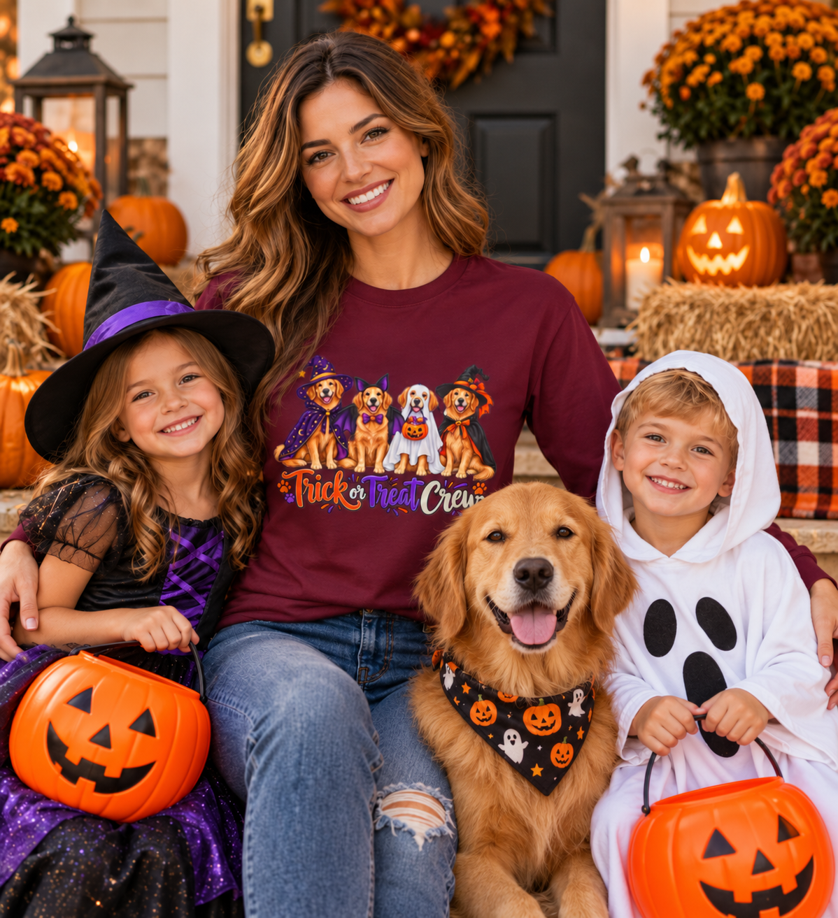 Golden Retriever Halloween Long Sleeve Shirt, Trick Or Treat Crew Dog Lover Fall Gift
