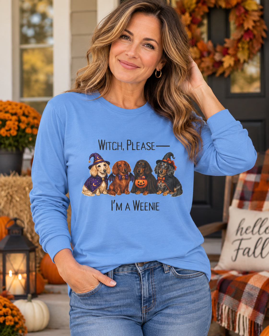 Dachshund Halloween Long Sleeve Shirt, Witch Please I’m A Weenie Fall Dog Lover Gift