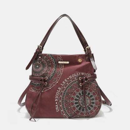 Side Braided Tassel Inlaid Rhinestone Embroidery Hobo Bag - Danielle and Jason Baker LLC - Danielle Baker's Boutique