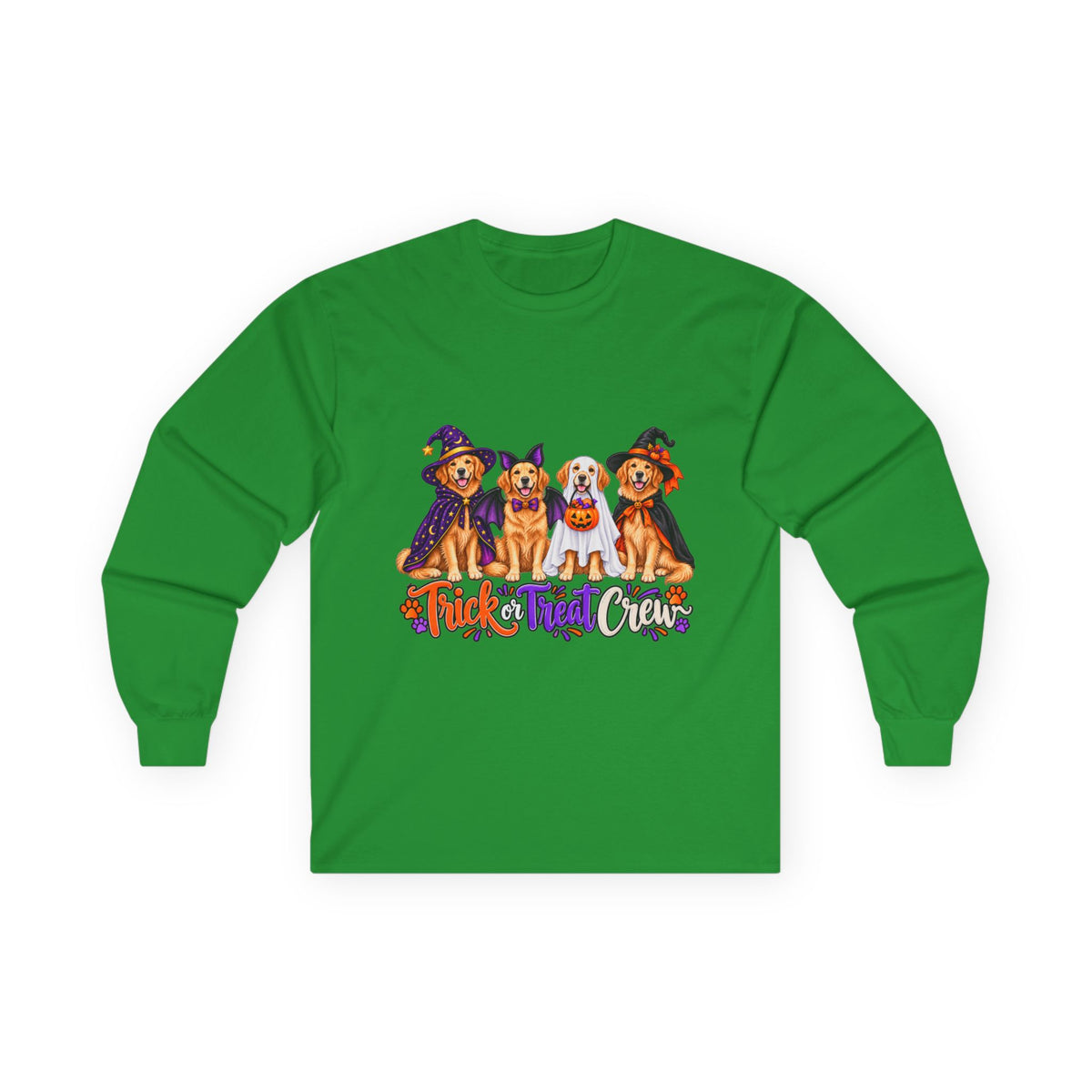 Golden Retriever Halloween Long Sleeve Shirt, Trick Or Treat Crew Dog Lover Fall Gift