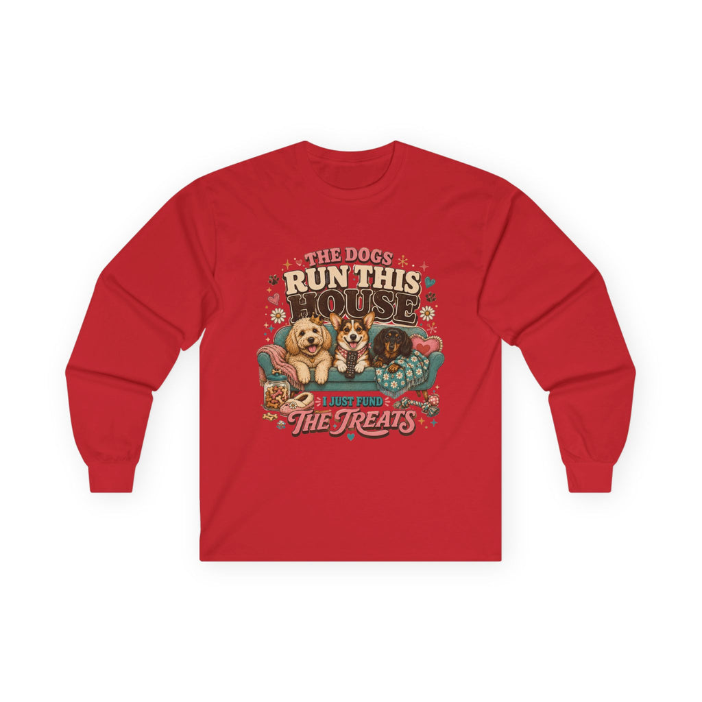 Dog Lover Shirt, Dogs Run House Treats Long Sleeve, Pet Owner Rescue Kennel Graphic