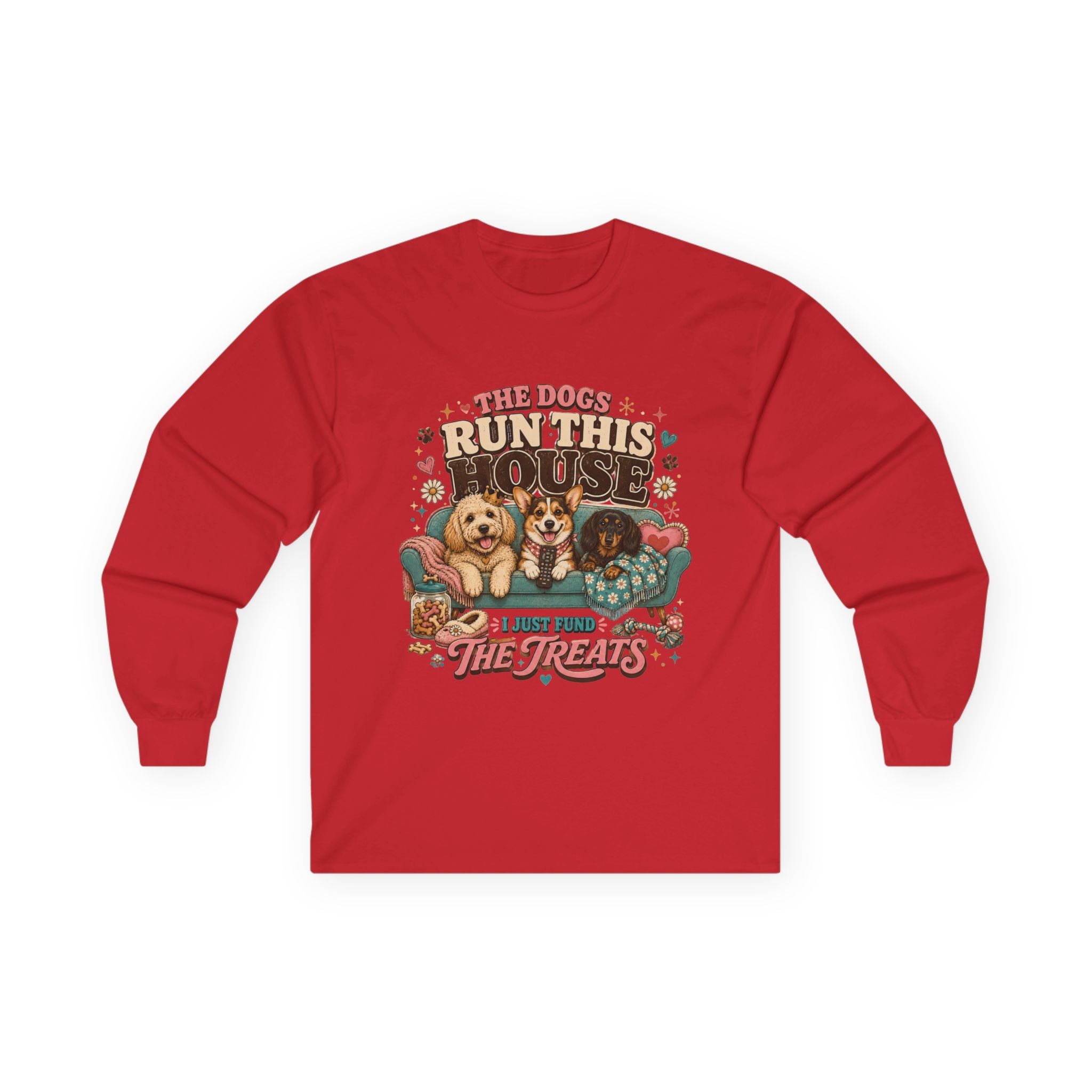 Dog Lover Shirt, Dogs Run House Treats Long Sleeve, Pet Owner Rescue Kennel Graphic