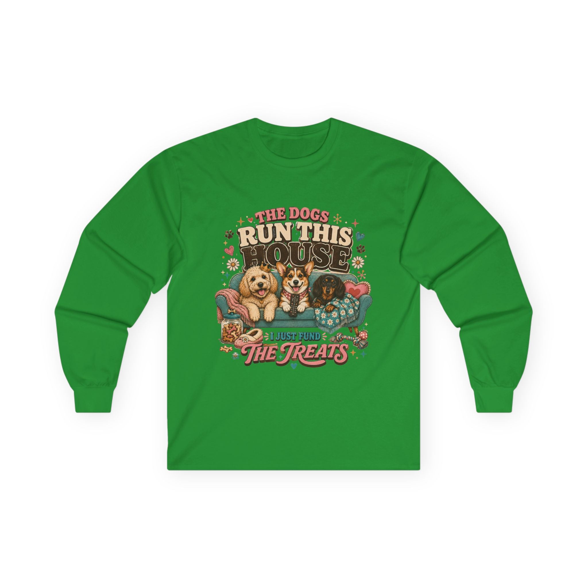 Dog Lover Shirt, Dogs Run House Treats Long Sleeve, Pet Owner Rescue Kennel Graphic