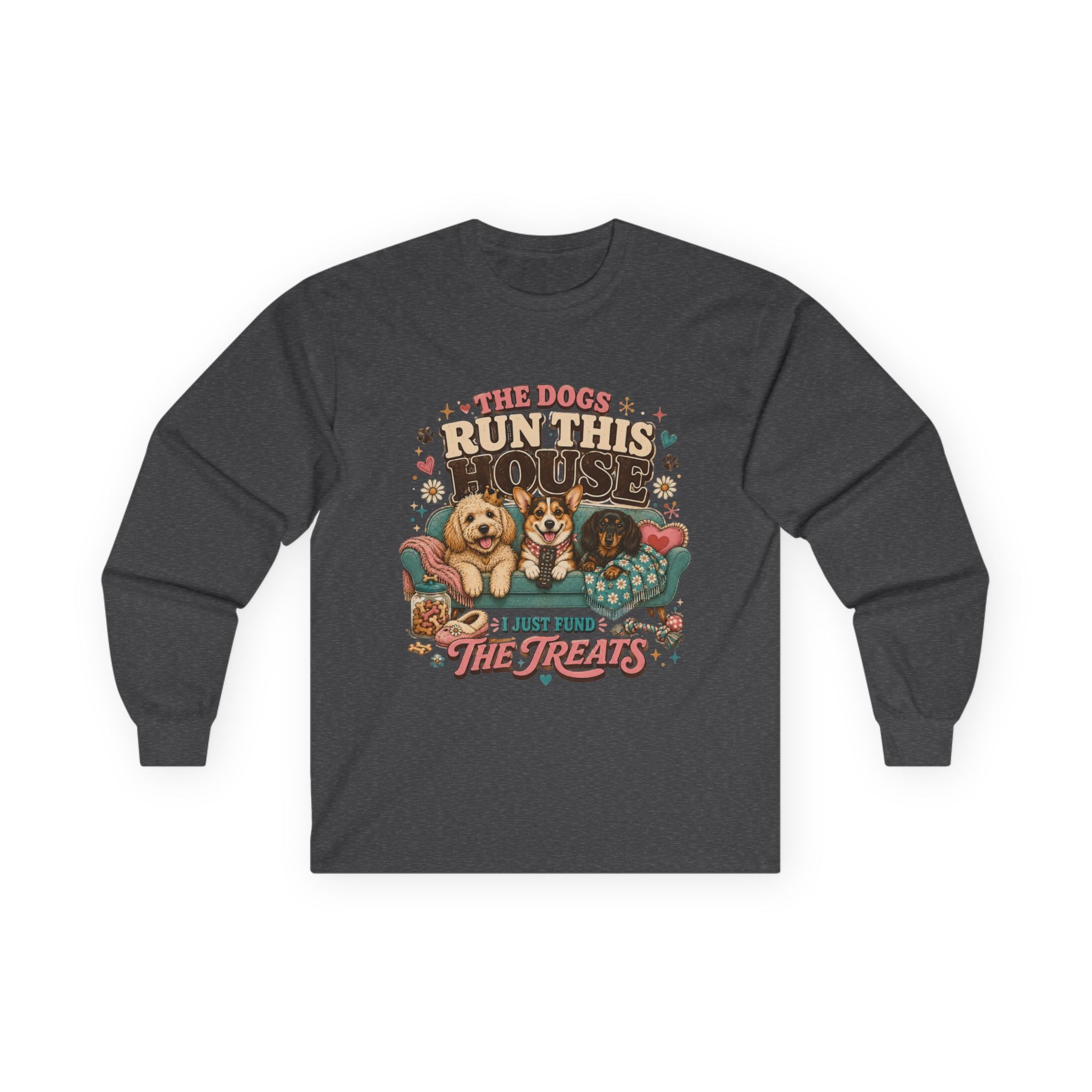 Dog Lover Shirt, Dogs Run House Treats Long Sleeve, Pet Owner Rescue Kennel Graphic