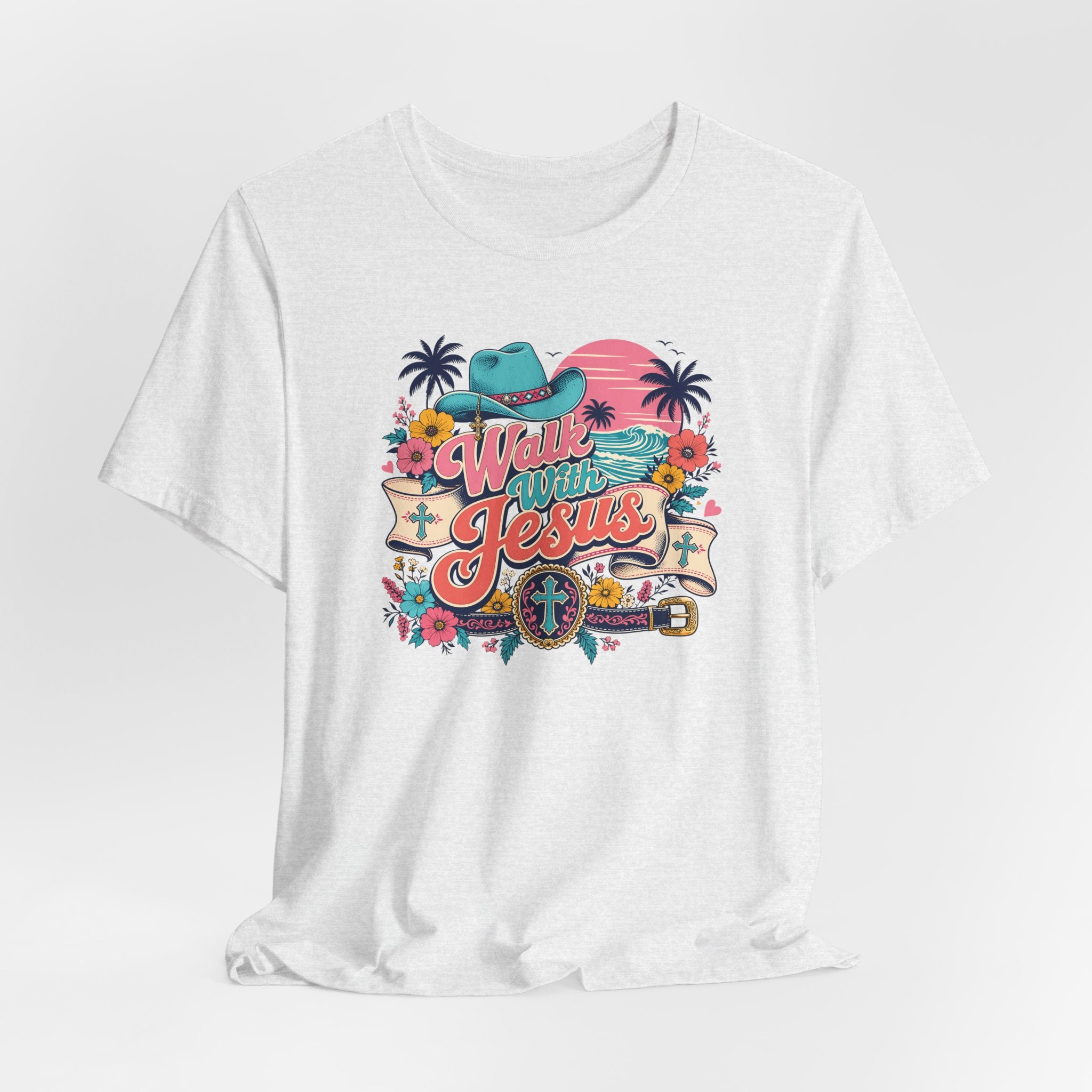 Walk With Jesus Western Christian Short Sleeve Tee