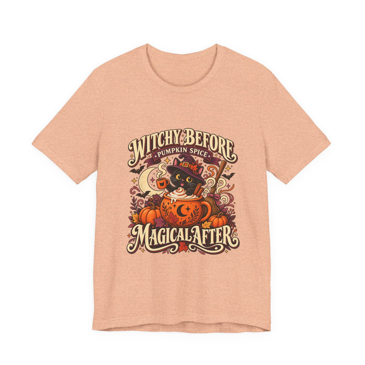 Halloween T-Shirt, Witchy Pumpkin Spice Cat Tee, Magical Fall Graphic