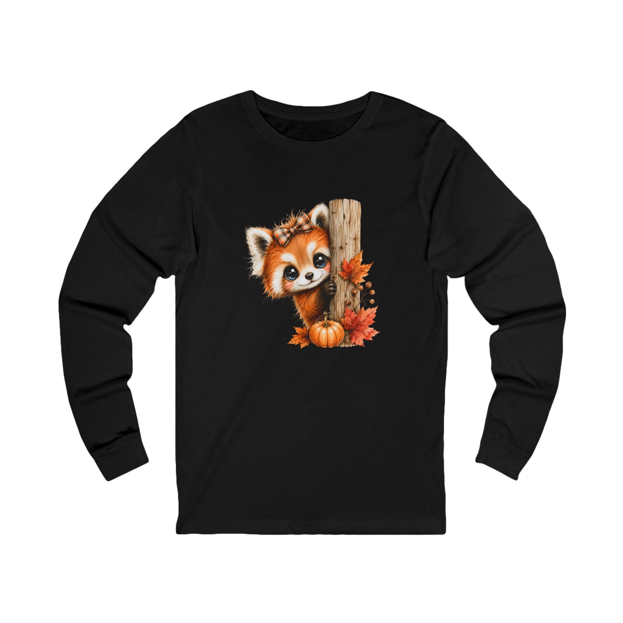 Cute Fall Red Panda Shirt | Autumn Woodland Animal Graphic Tee | Cozy Long Sleeve Shirt