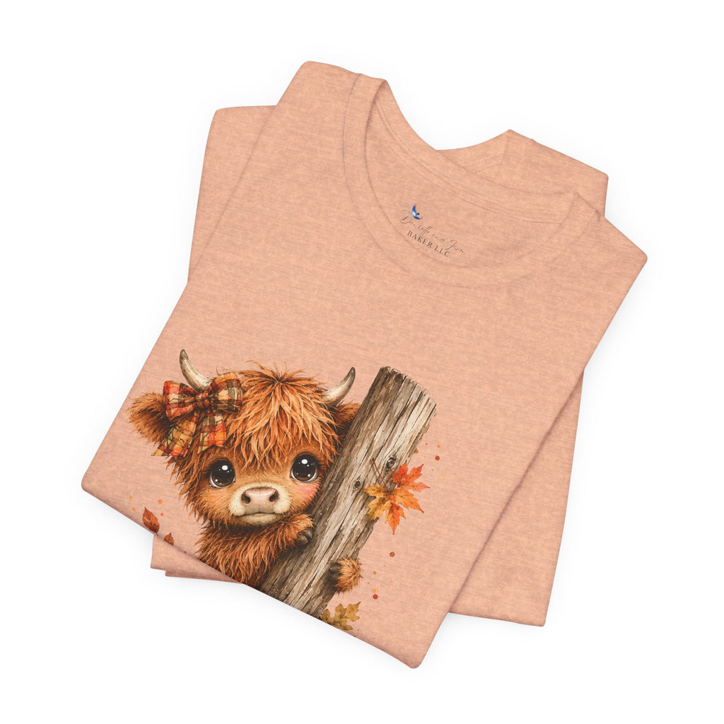 Fall Woodland Baby Highland Cow Animal T-Shirt