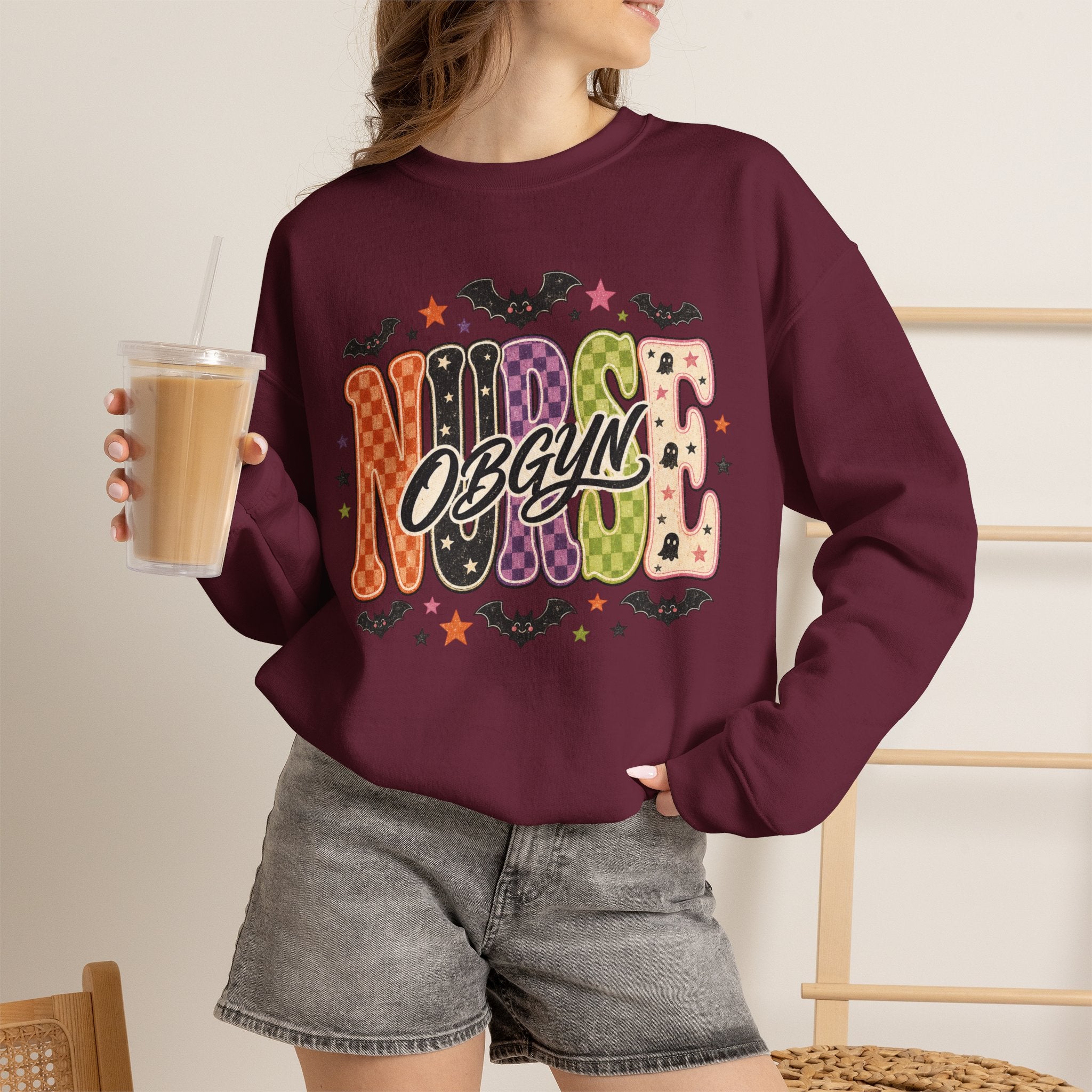 OBGYN Nurse Halloween Sweatshirt, Retro Spooky Nurse Crewneck