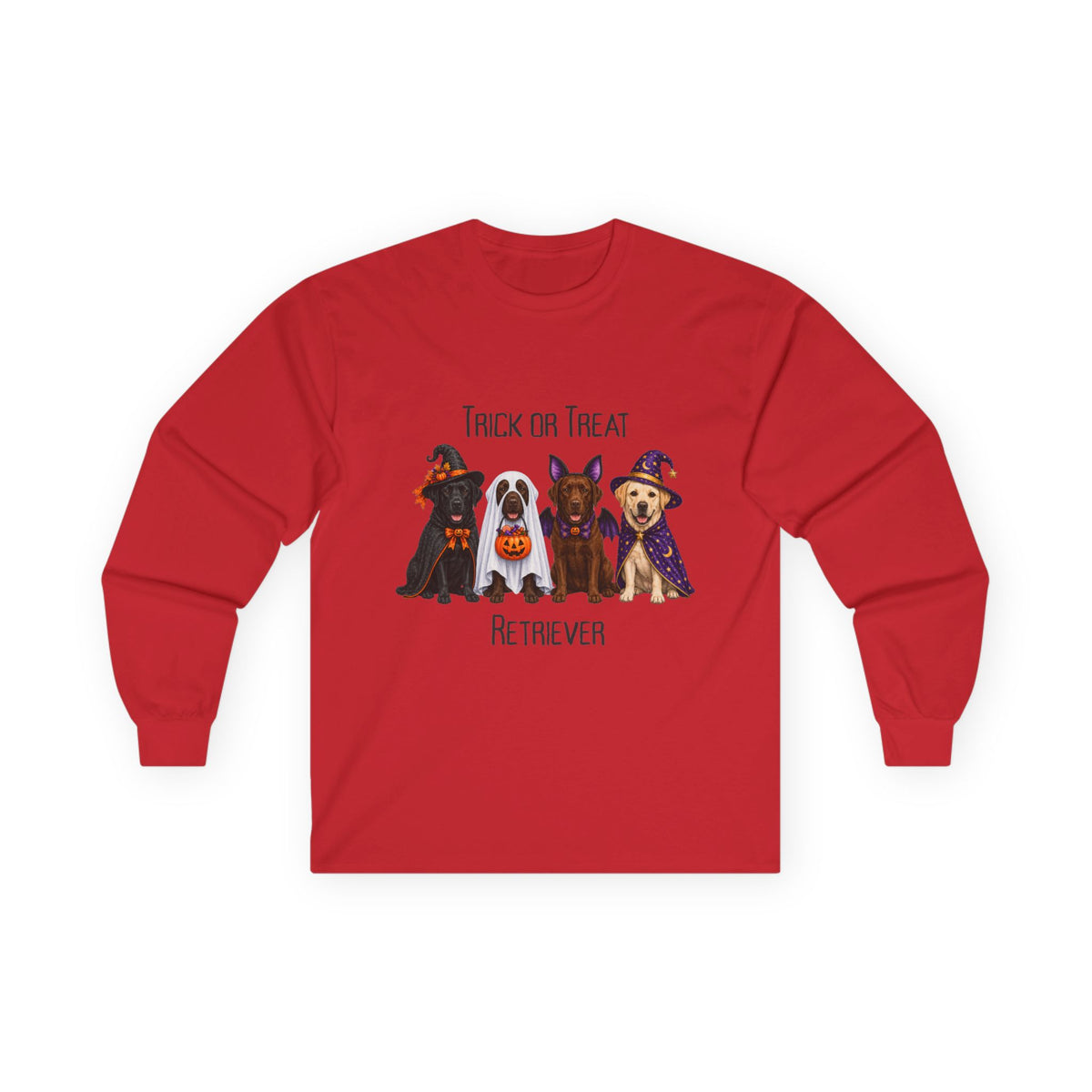 Retriever Halloween Shirt, Trick Treat Labrador Long Sleeve, Dog Lover Vet Rescue Graphic