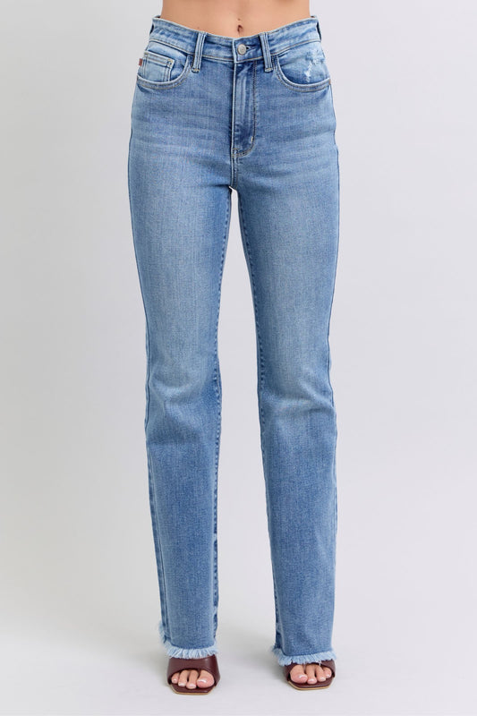 Judy Blue Full Size Raw Hem High Rise Bootcut Jeans - Danielle and Jason Baker LLC - Danielle Baker's Boutique