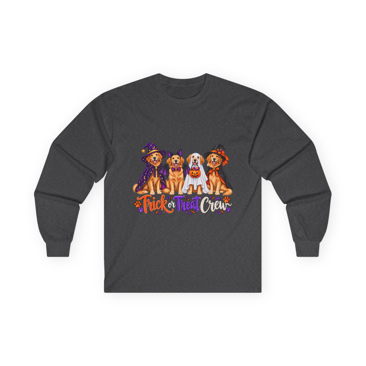 Golden Retriever Halloween Long Sleeve Shirt, Trick Or Treat Crew Dog Lover Fall Gift