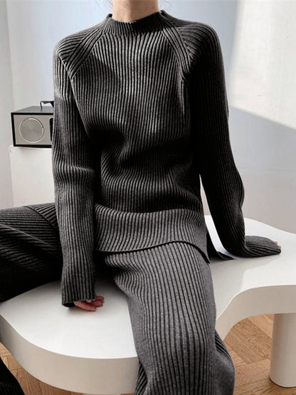 Mock Neck Raglan Sleeve Top and Pants Sweater Set - Danielle and Jason Baker LLC - Danielle Baker's Boutique