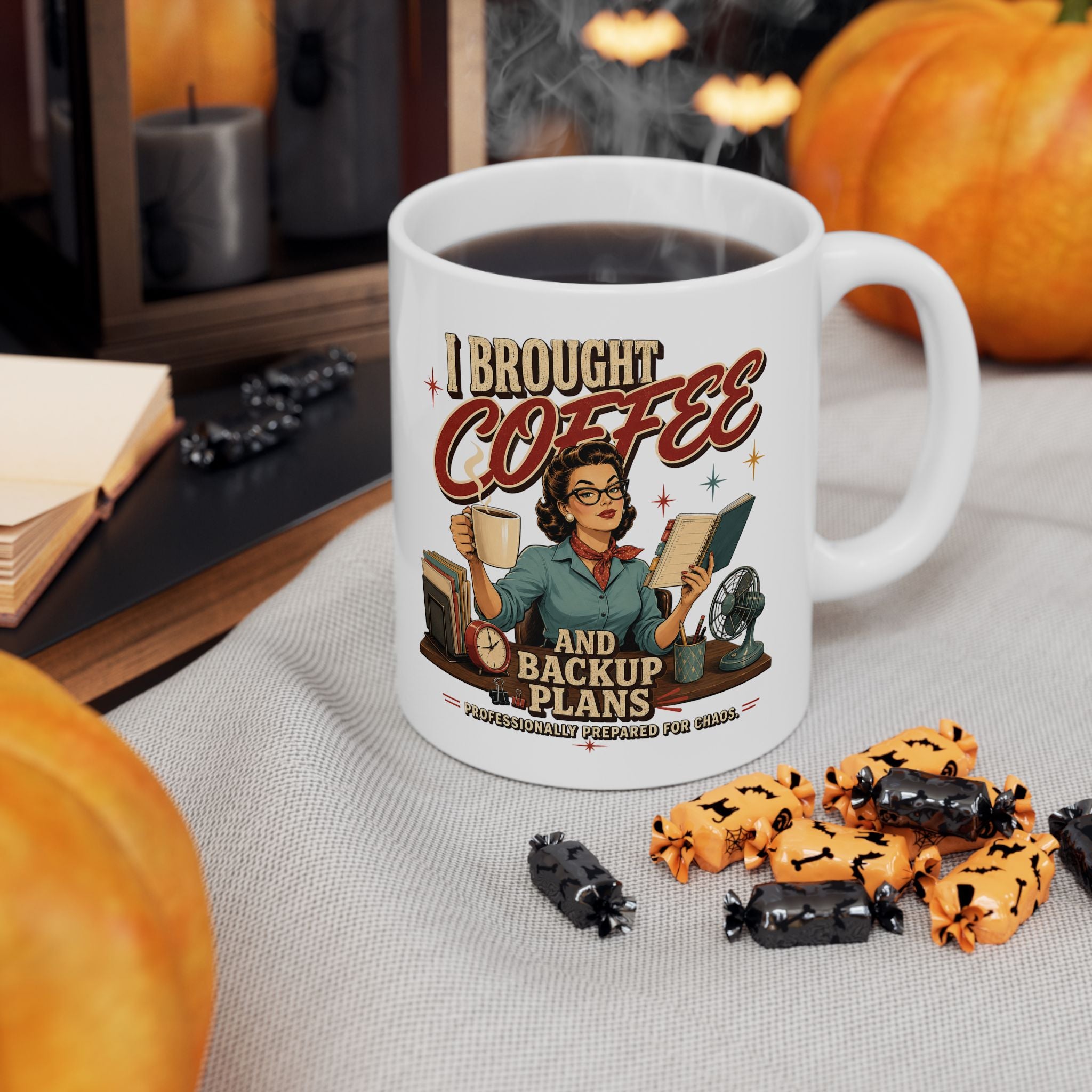 Teacher Shirt, Coffee Backup Plans Mug, Professionally Prepared Chaos Bookish Professor Mom Graphic