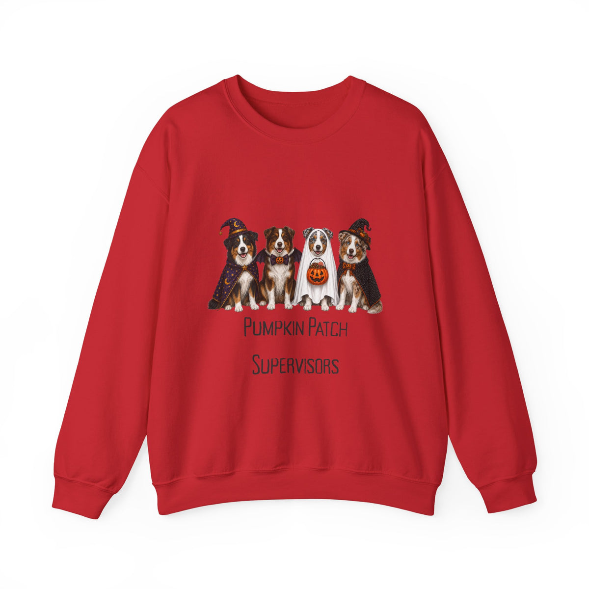 Australian Shepherd Halloween Sweatshirt, Pumpkin Patch Supervisors Fall Dog Lover Gift