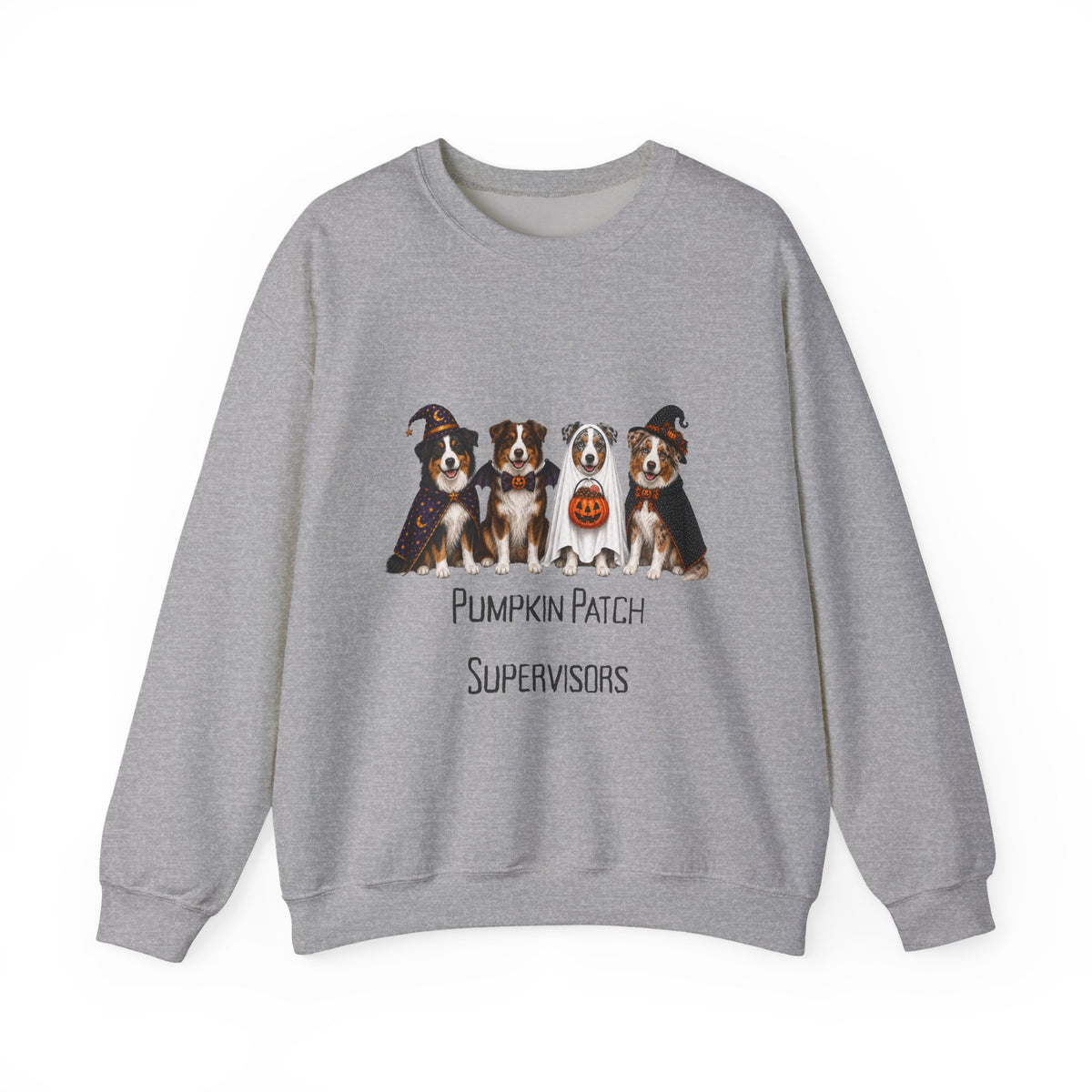 Australian Shepherd Halloween Sweatshirt, Pumpkin Patch Supervisors Fall Dog Lover Gift
