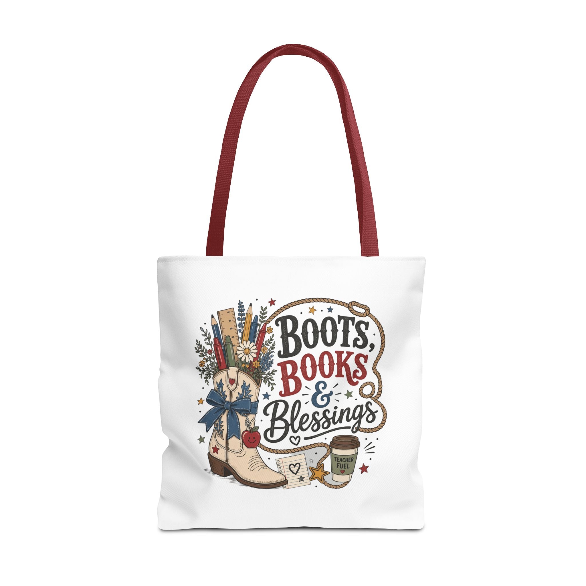 Boots Books and Blessings Western Cowgirl Teacher Canvas Tote Bag | Back to School Teacher Gift