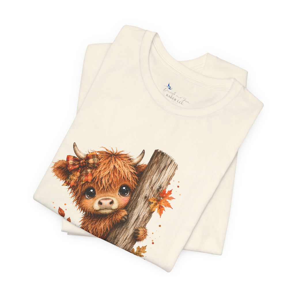 Fall Woodland Baby Highland Cow Animal T-Shirt