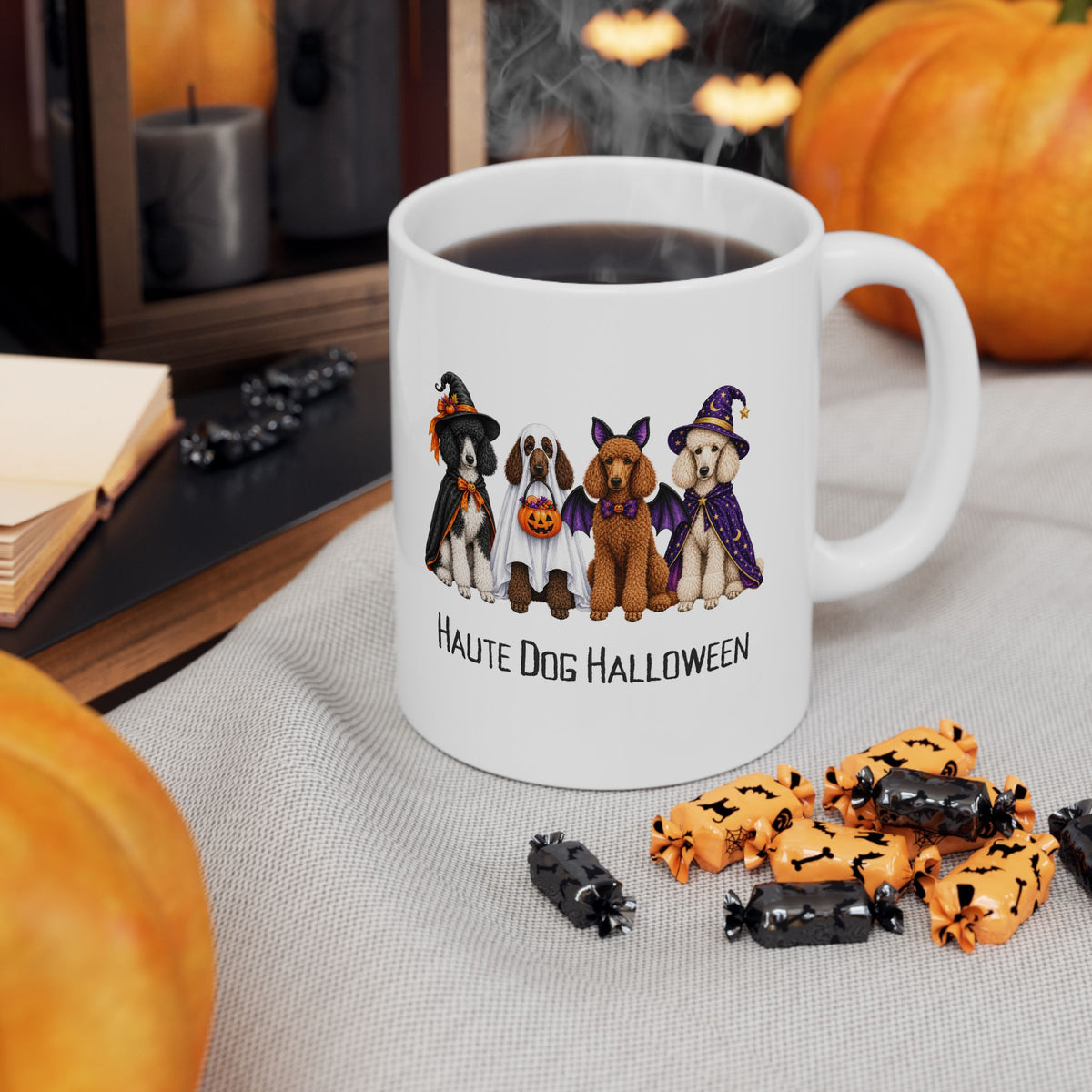 Halloween Dog Mug, Haute Dog Halloween Poodle Coffee Cup, Spooky Pet Lover Gift