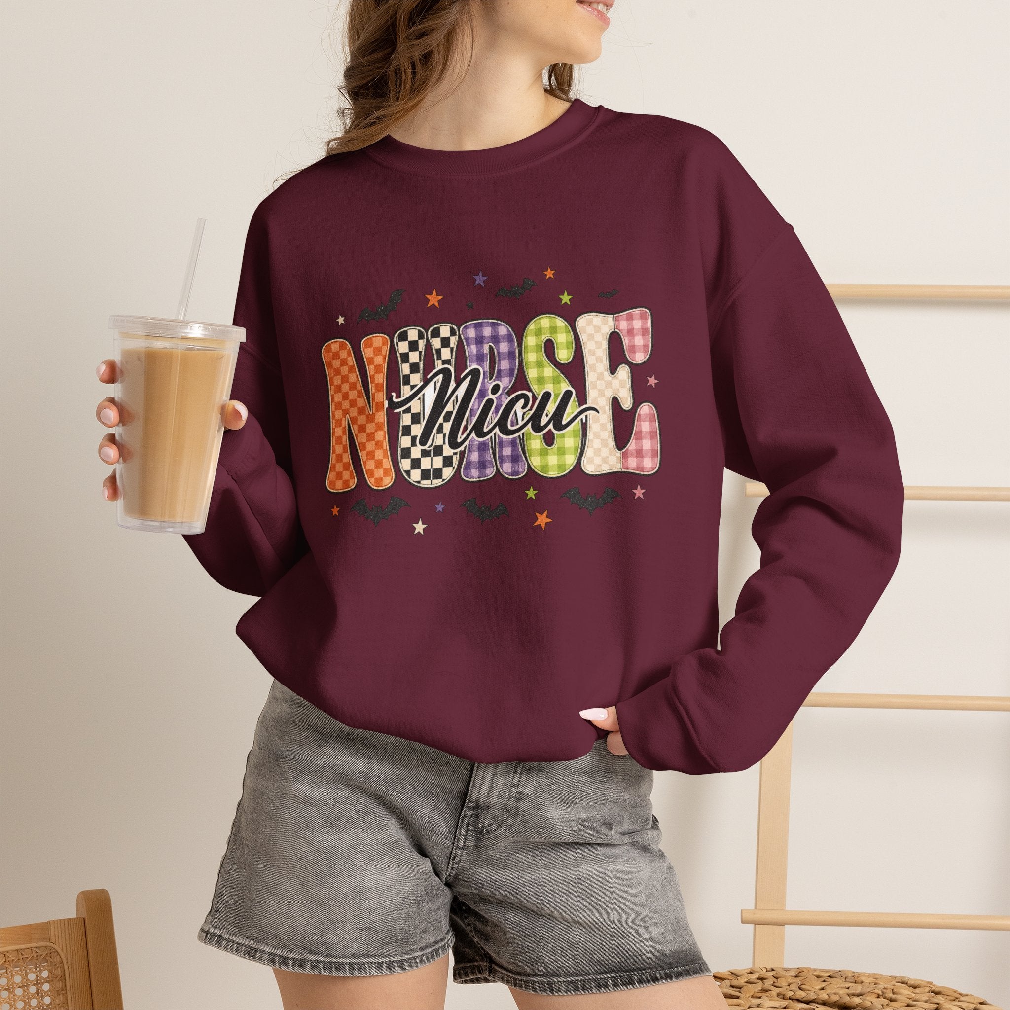 NICU Nurse Halloween Sweatshirt, Retro Spooky Nurse Crewneck, Cute Fall Medical Gift