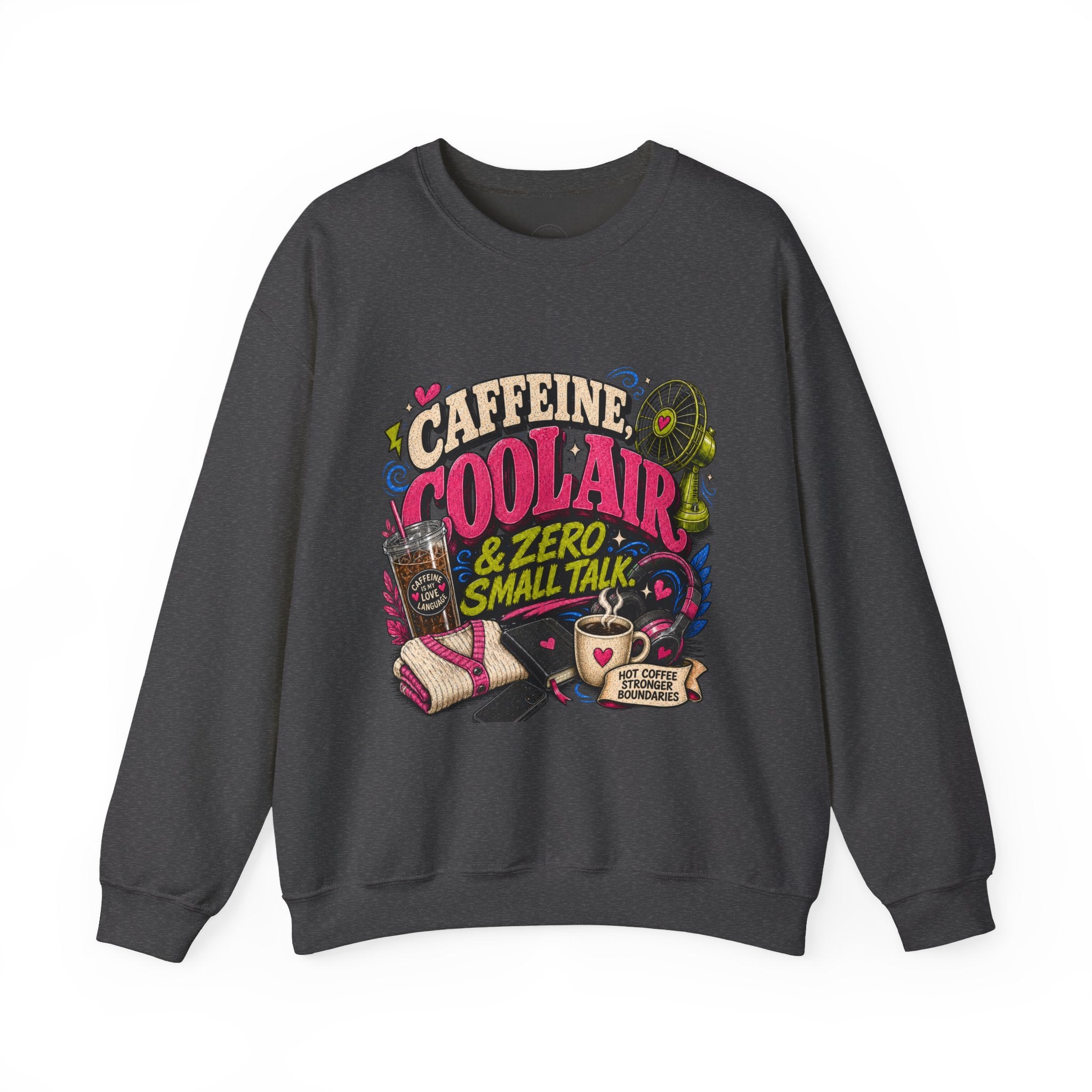 Coffee Sweatshirt, Caffeine Cool Air Graphic, Introvert Fall Cozy Campus Mom Gift