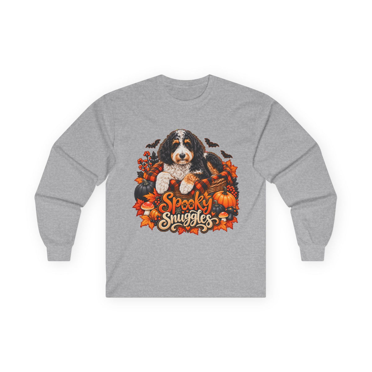 Halloween Dog Long Sleeve Shirt, Spooky Snuggles Doodle Fall Pet Lover Gift