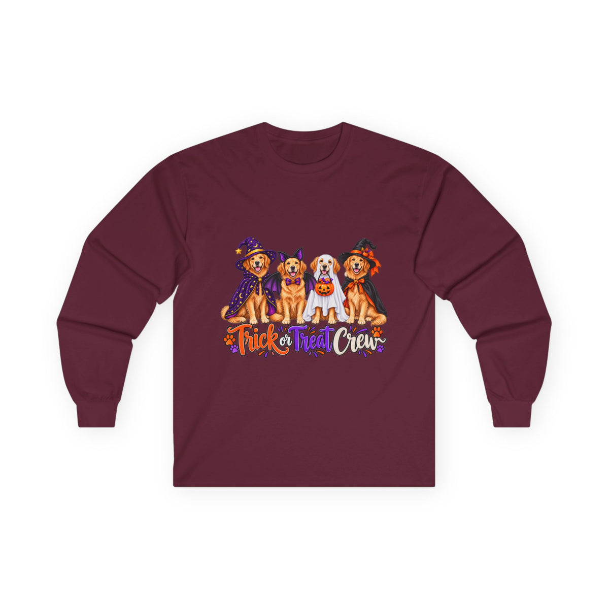 Golden Retriever Halloween Long Sleeve Shirt, Trick Or Treat Crew Dog Lover Fall Gift