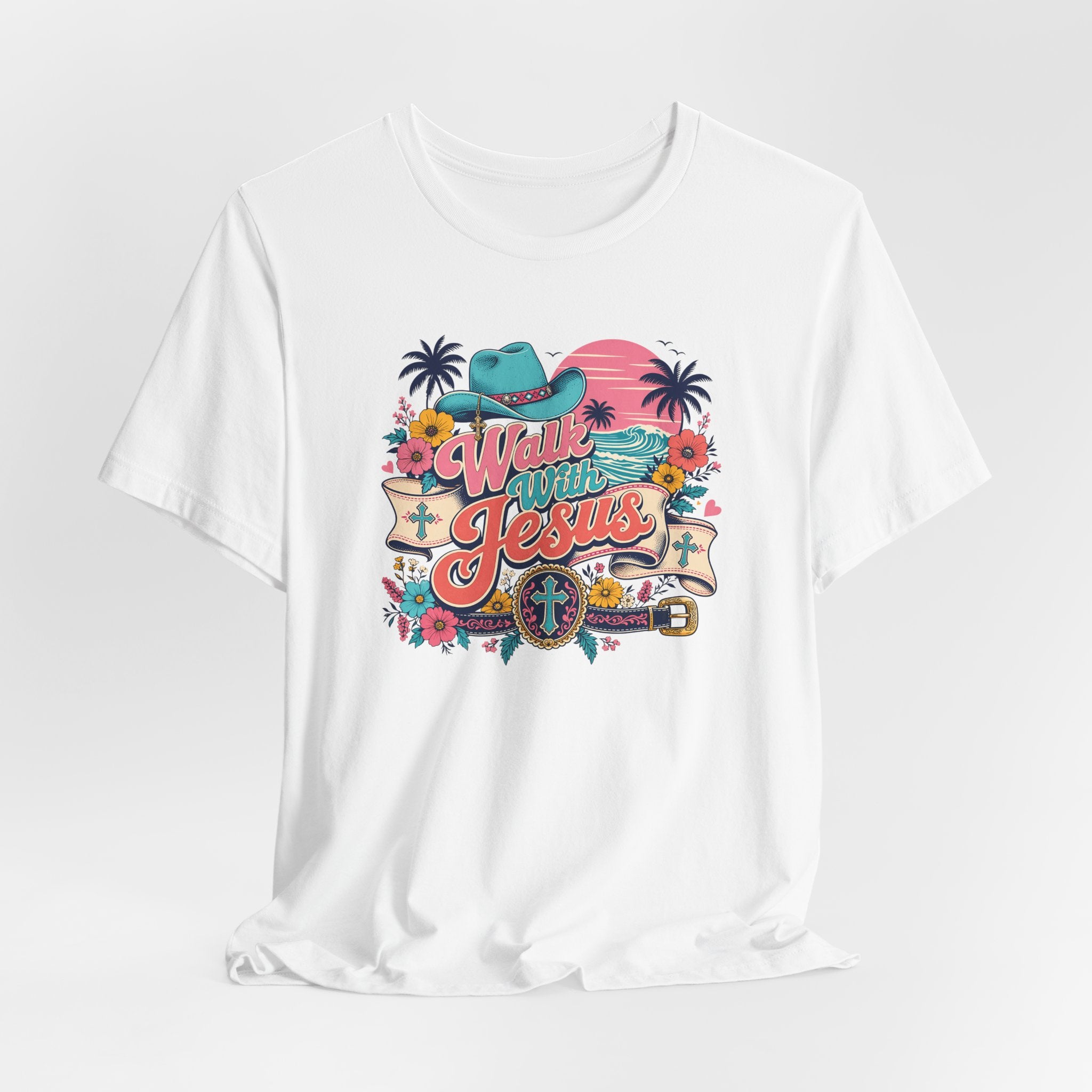 Walk With Jesus Western Christian Short Sleeve Tee