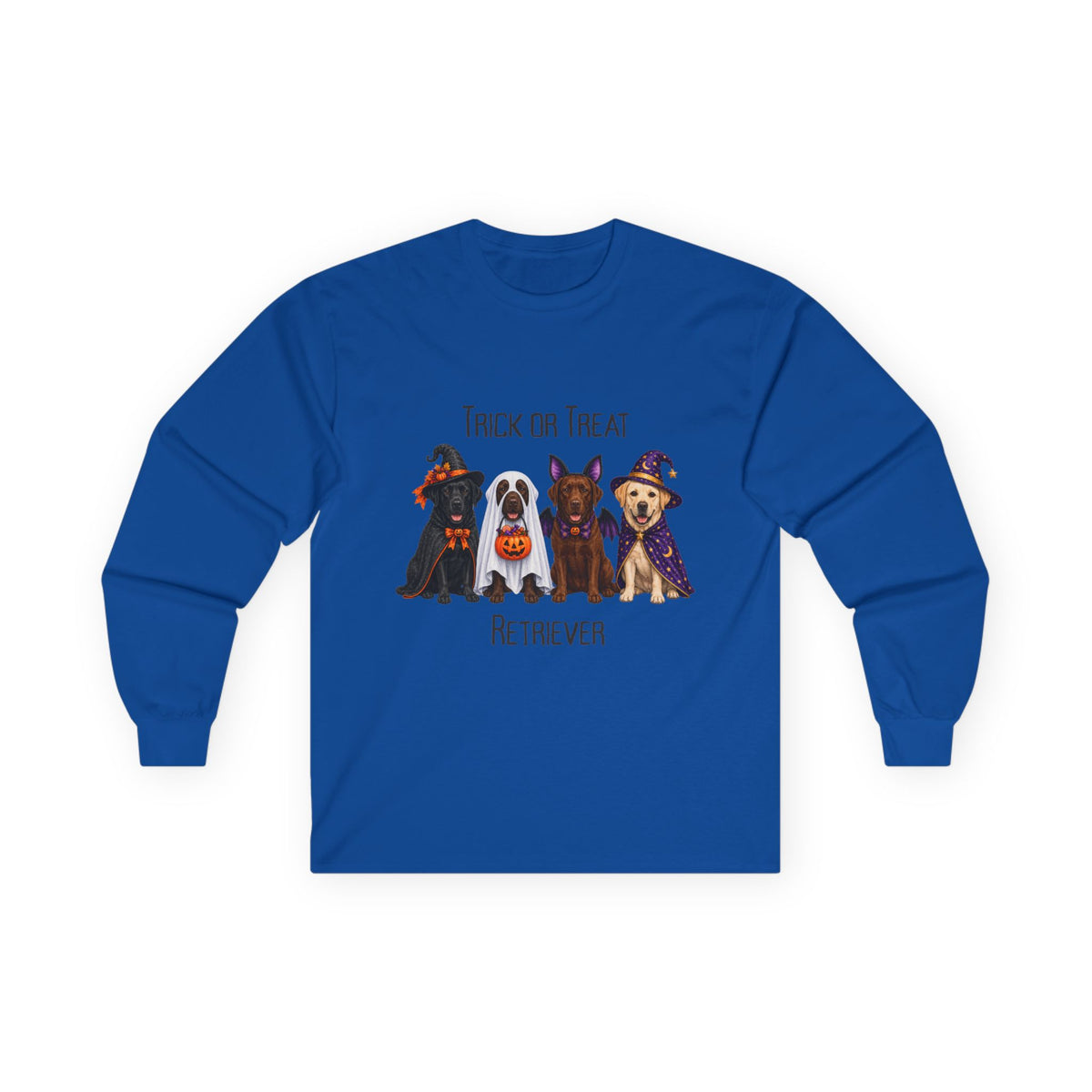 Retriever Halloween Shirt, Trick Treat Labrador Long Sleeve, Dog Lover Vet Rescue Graphic