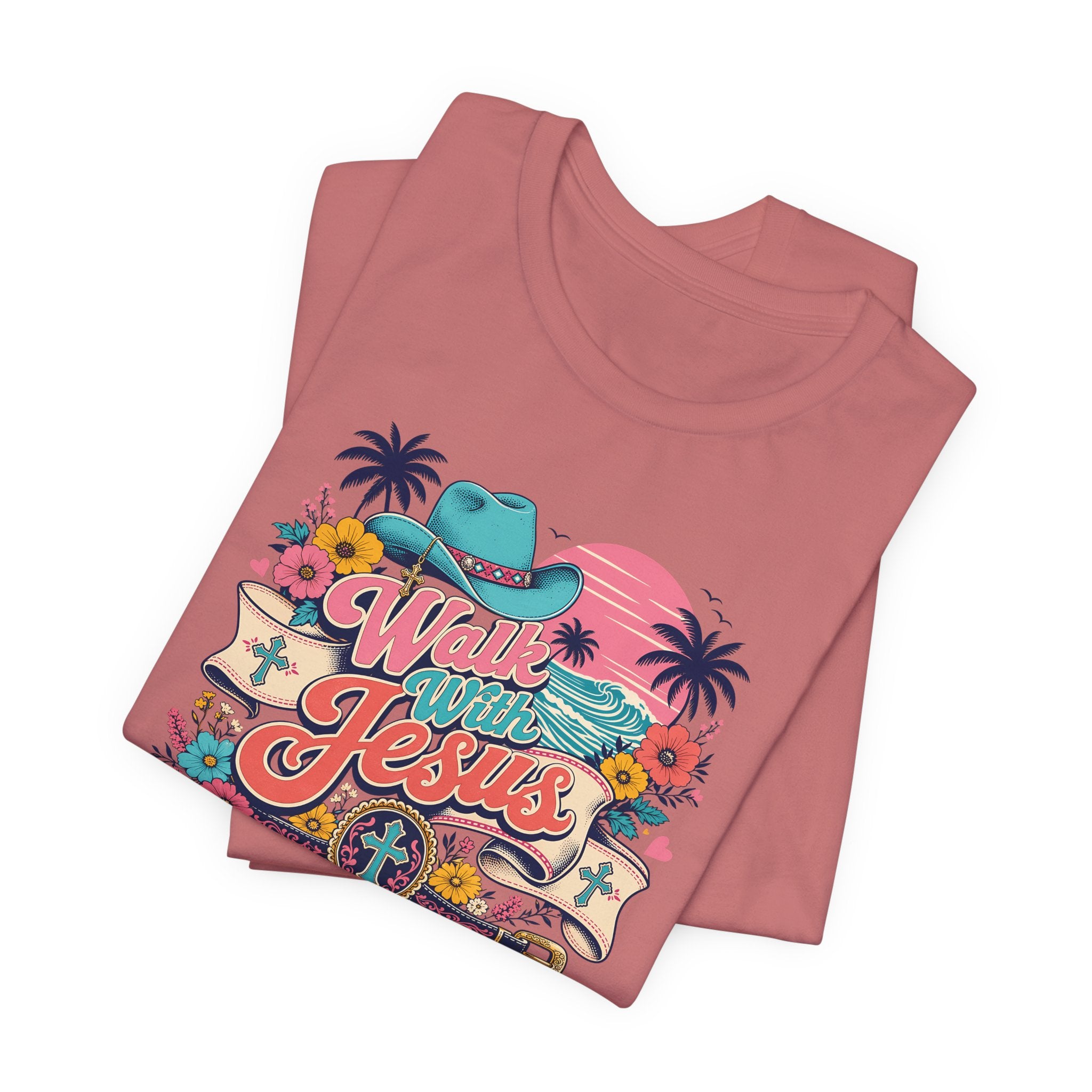 Walk With Jesus Western Christian Short Sleeve Tee
