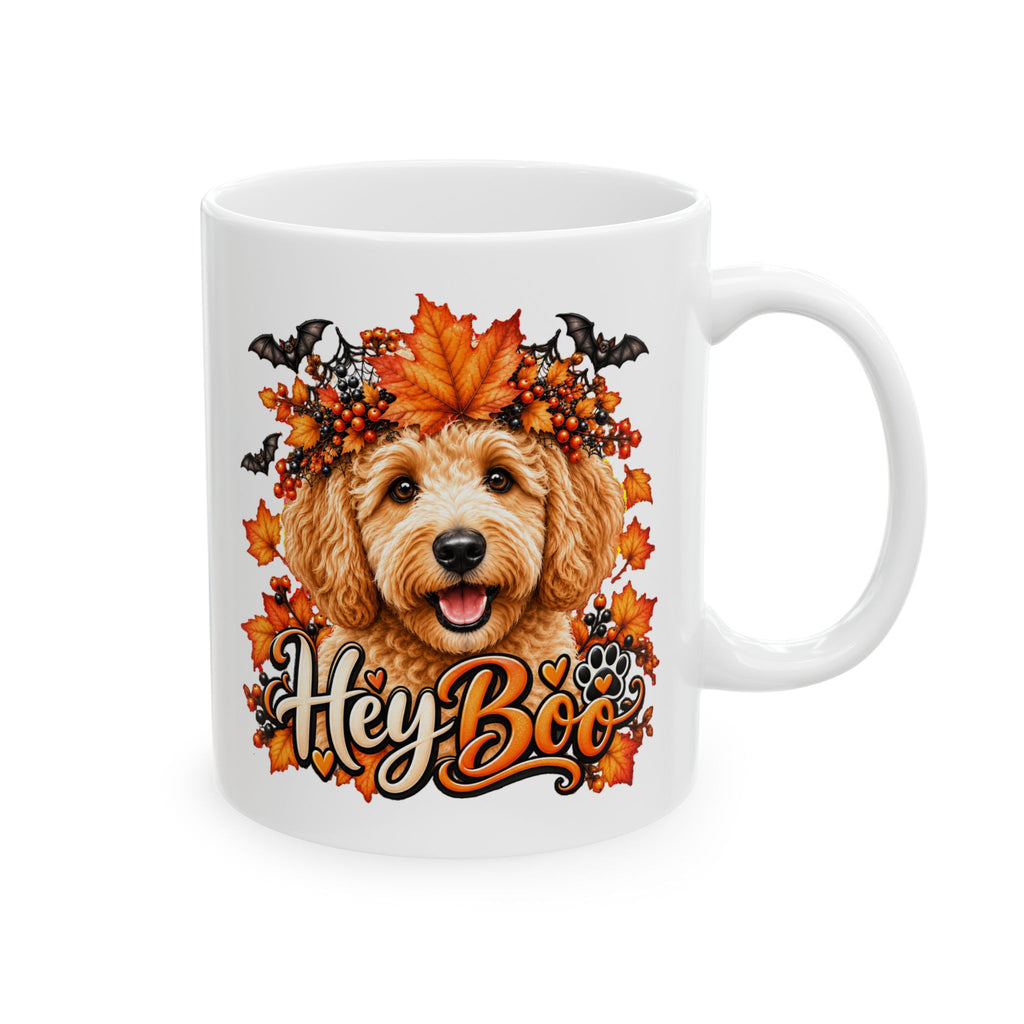 Halloween Dog Mug, Hey Boo Doodle Coffee Cup, Fall Pet Lover Gift
