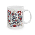 USA Floral Patriotic Ceramic Mug
